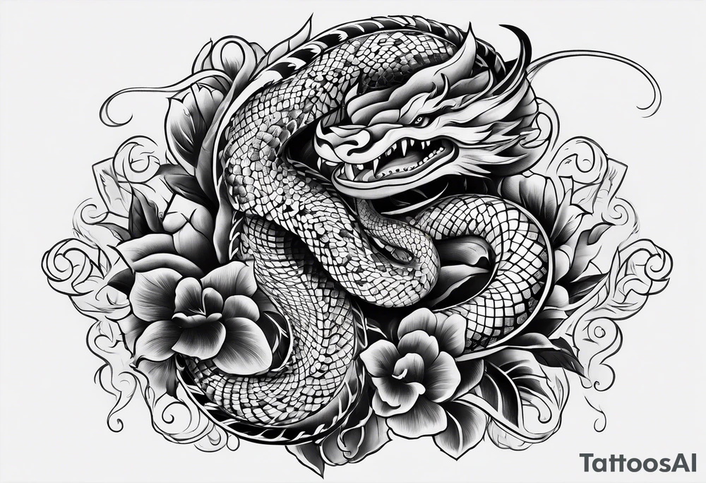 Serpent on Seven number shape tattoo idea
