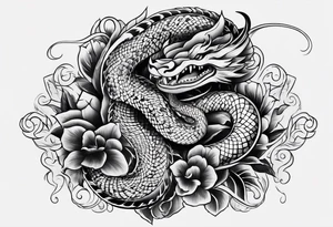 Serpent on Seven number shape tattoo idea