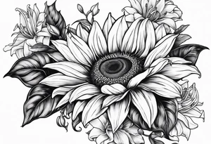 Sunflower and Lilly sleeve tattoo idea