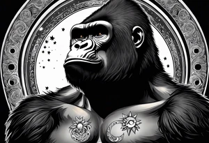 Gorilla with moons tattoo idea