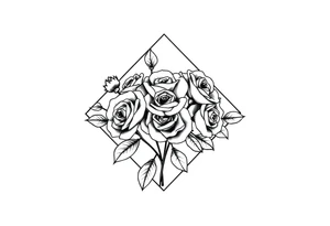 Small Roses filing up the inside of an elongated diamond shape tattoo idea