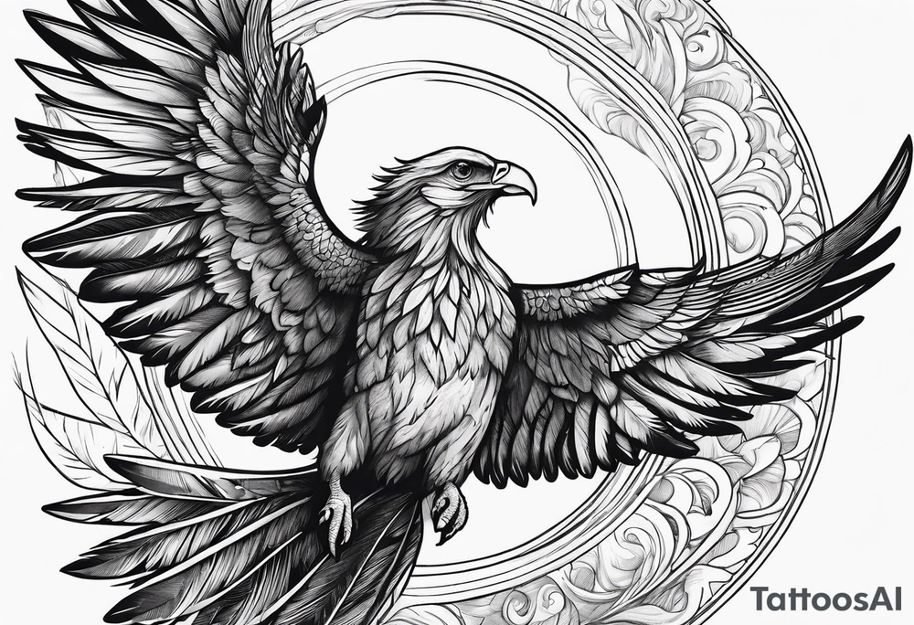 Icarus falling from the sun, with feathers floating down tattoo idea