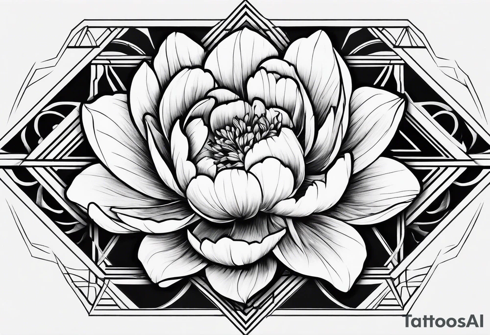 Peony upside down triangle geometric patterns tattoo idea Peony upside down triangle geometric patterns tattoo idea