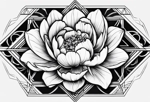 Peony upside down triangle geometric patterns tattoo idea
