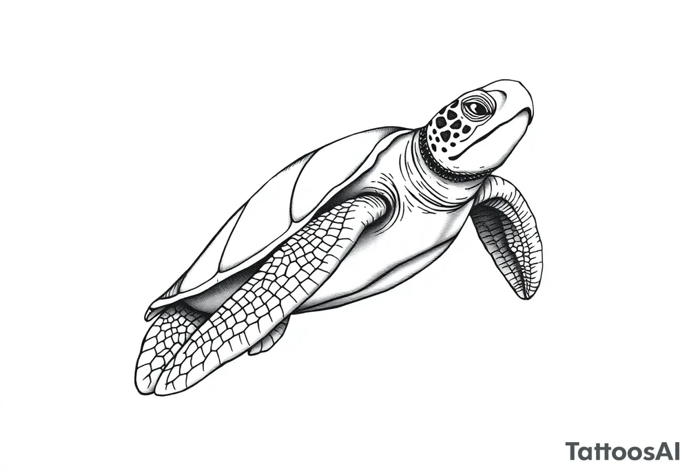 Majestic Sea turtle in the ocean tattoo idea