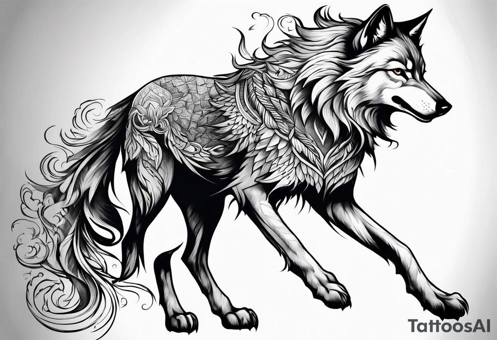 Phoenix wolf tattoo idea