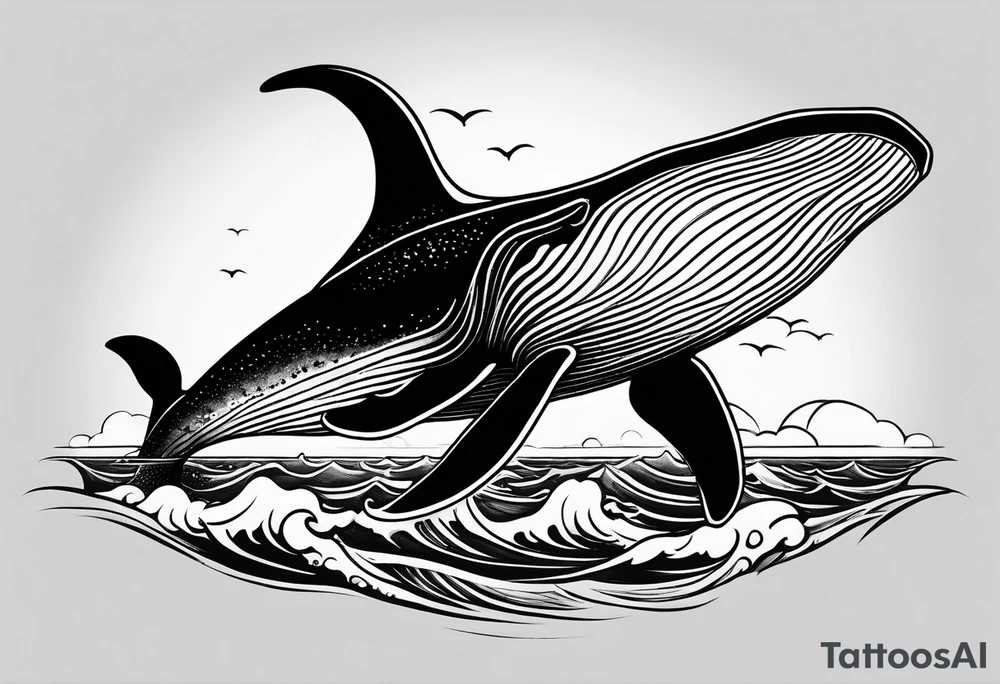 Humpbake whale tail sticking out of ocean tattoo idea