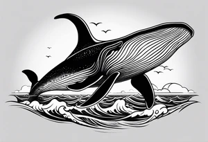 Humpbake whale tail sticking out of ocean tattoo idea