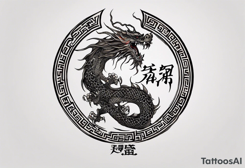 A simple tattoo of the year "2024" with a simple Chinese dragon tattoo idea