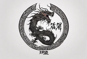 A simple tattoo of the year "2024" with a simple Chinese dragon tattoo idea