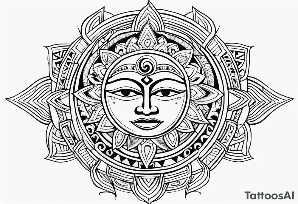 the sun god maori tattoo idea