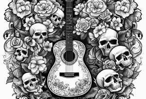 Guitar, skulls, flowers, cute dragon tattoo idea