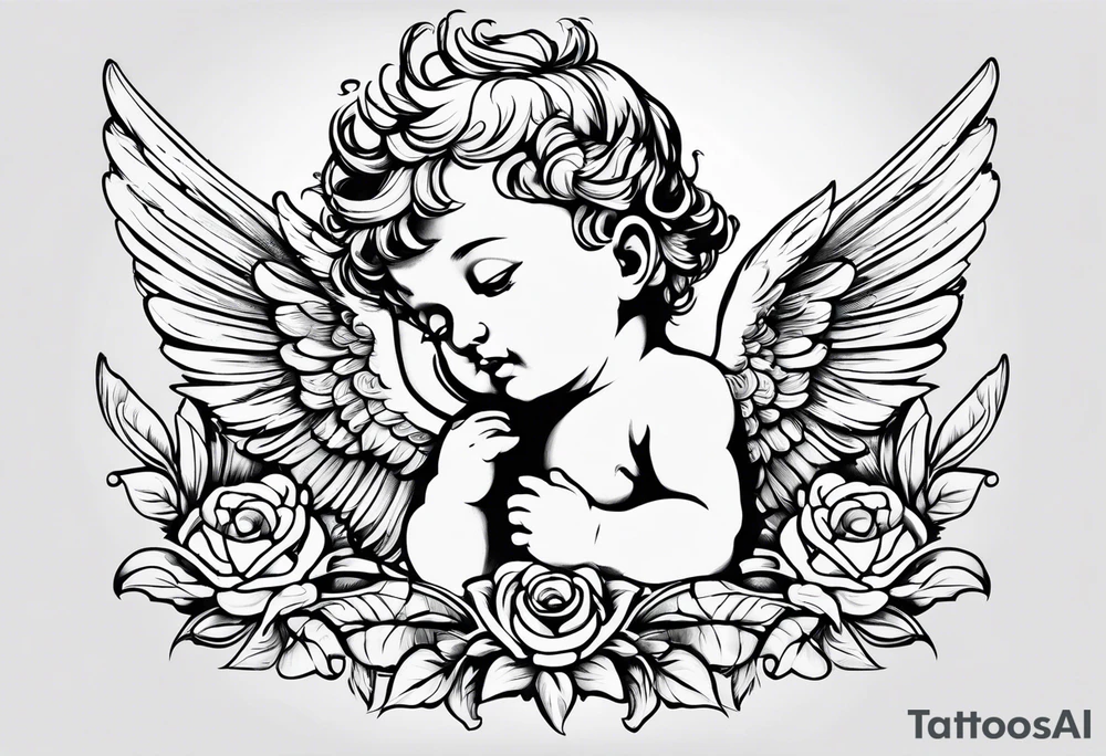 Cherub looking down tattoo idea