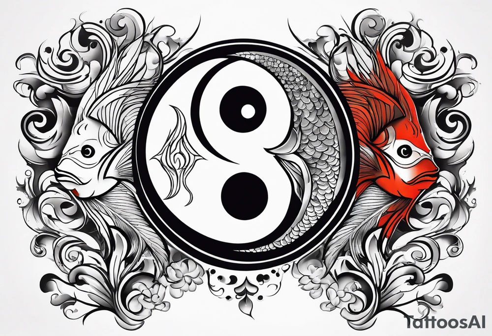 a coi fish as a ying yang symbol tattoo idea