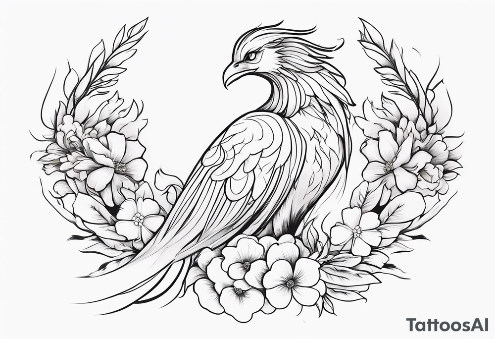 elongated phoenix in profile with claws holding flowers tattoo idea elongated phoenix in profile with claws holding flowers tattoo idea