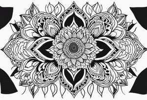 Ripped skin cheetah print with sunflower clusters and mandala tattoo idea