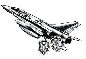 F4 phantom with celtic tribal and memorial dog tags tattoo idea