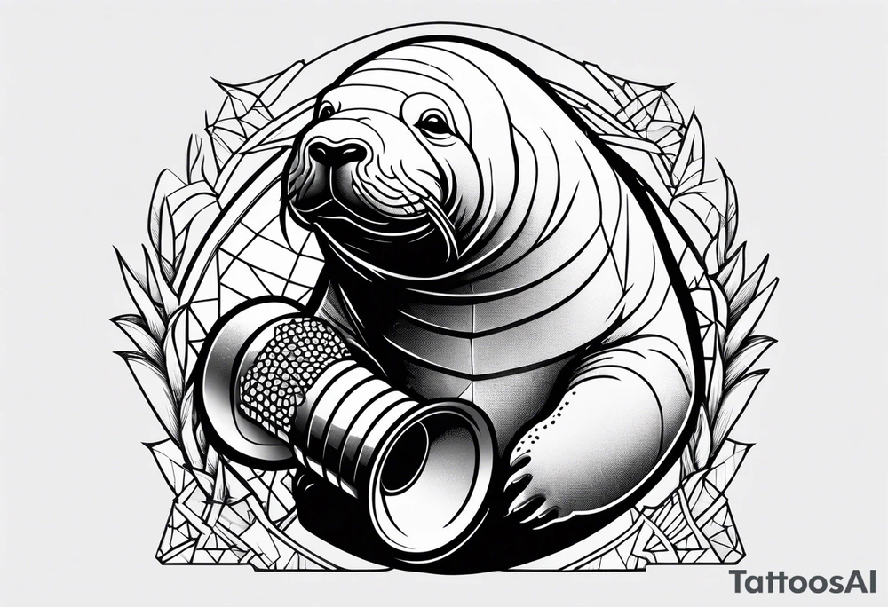 Manatee holding the Stanley Cup tattoo idea