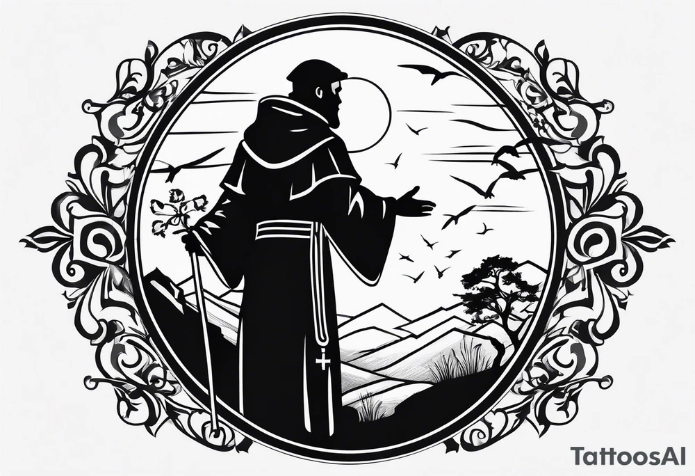 Silhouette of Saint Francis of Assisi tattoo idea