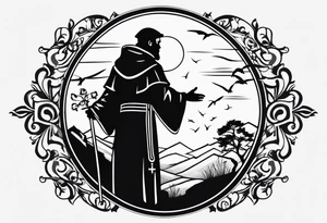 Silhouette of Saint Francis of Assisi tattoo idea