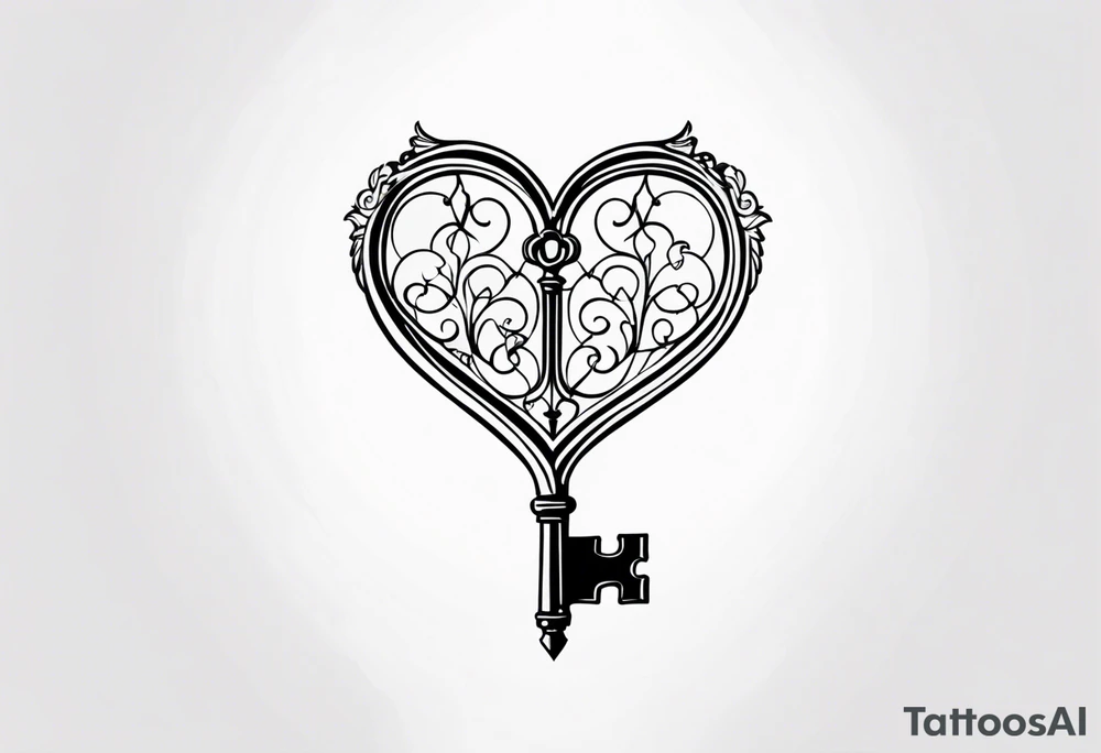 Antique keys heart shaped tattoo idea