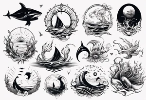 modern tattoo of the ocean that represents strength, love and unity tattoo idea