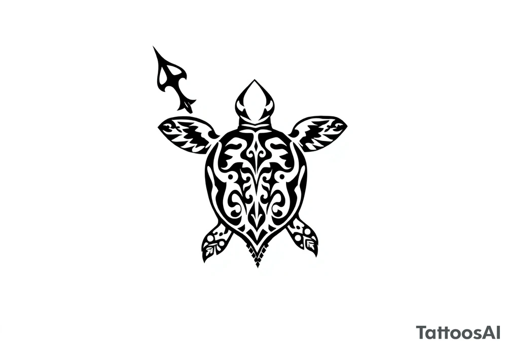 Turtle with a trident tattoo idea