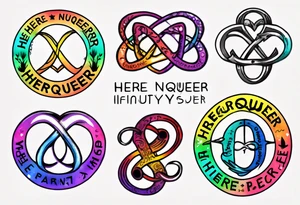 rainbow infinity symbol with the words "Here and Neuroqueer" tattoo idea