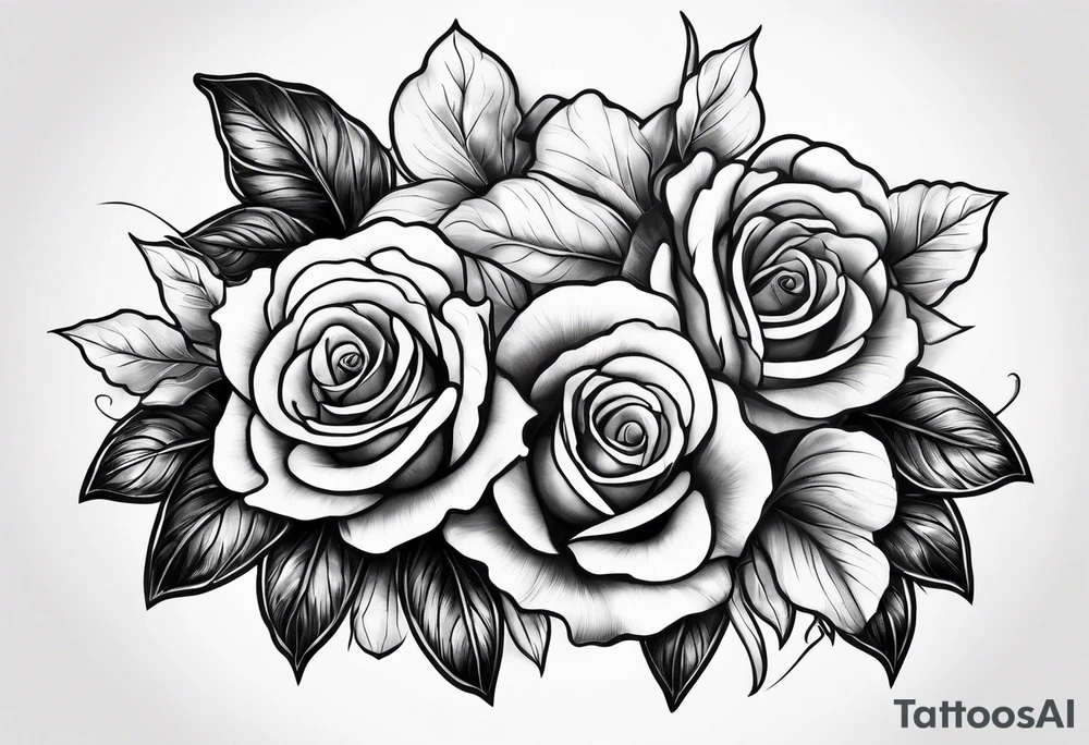 one rose and two violets tattoo idea