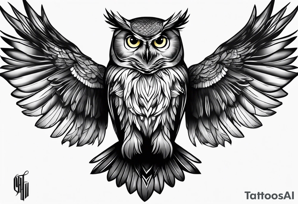 side profile owl tattoo idea