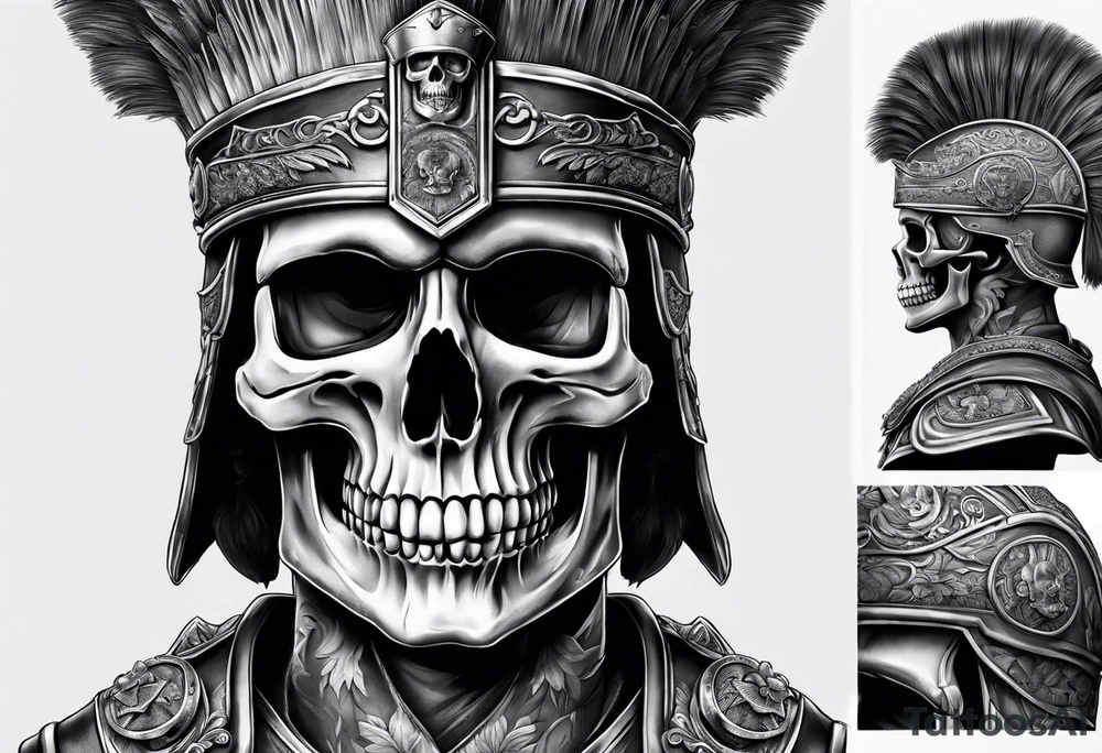 roman soldier skull tattoo idea
