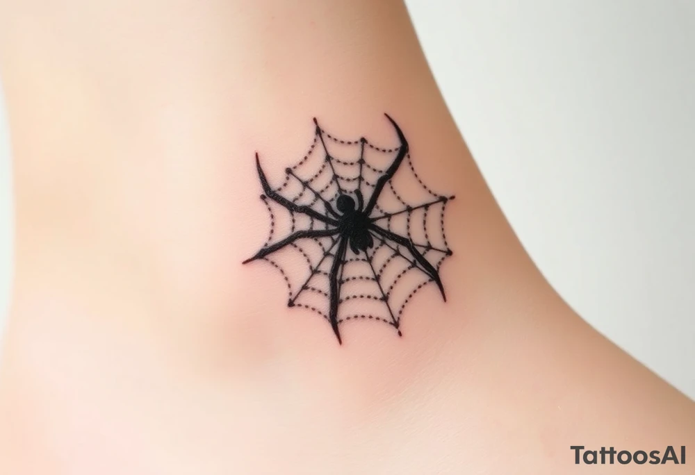 spider web with sillhuette of spider tattoo idea
