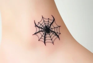 spider web with sillhuette of spider tattoo idea