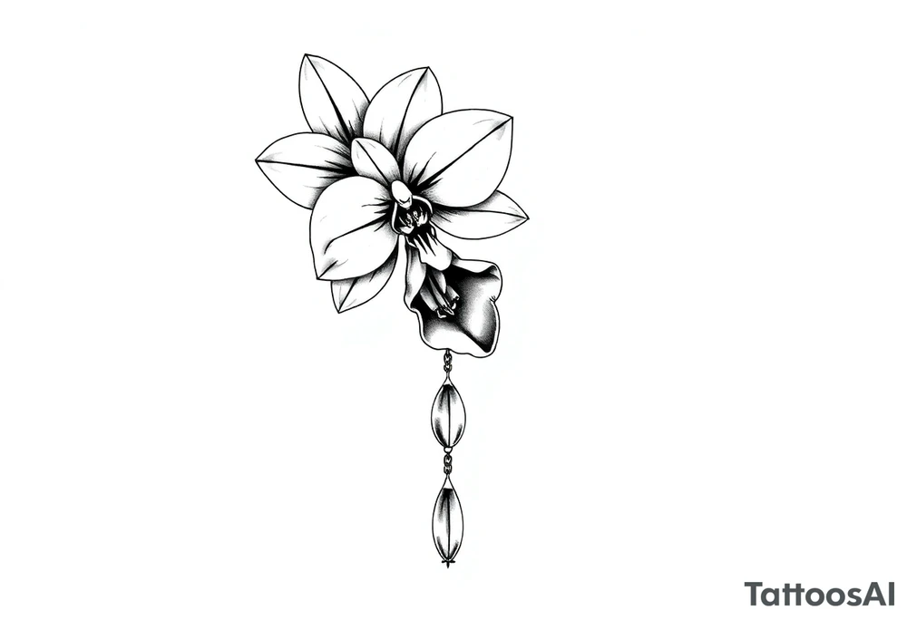 Chain drop flower orchid tattoo idea
