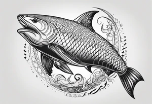 ocean, géométric, animal tattoo idea