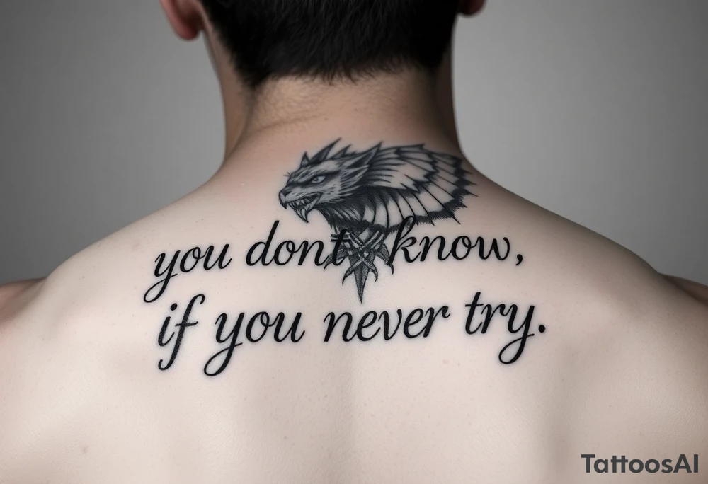 you dont know if you never try, napis w stylu gotyckim na przedramię tattoo idea