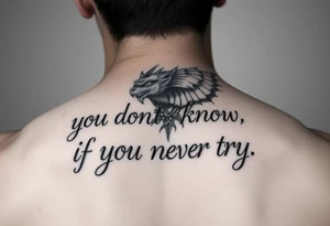 you dont know if you never try, napis w stylu gotyckim na przedramię tattoo idea