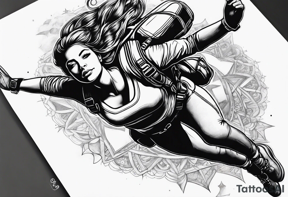 Girl skydiving tattoo idea