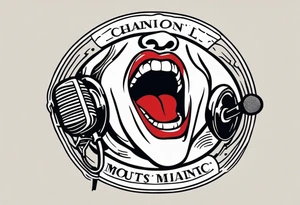 traditional vintage tattoo of mouth singing in microphone simple tattoo idea