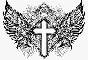 Brother and sister tattoo for mother passing away with a cross on my tricep and a wing in by bicep tattoo idea