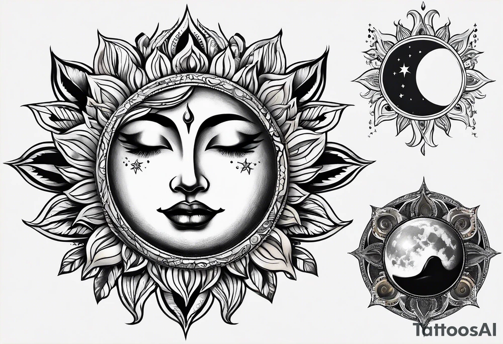 moon and sun tattoo idea