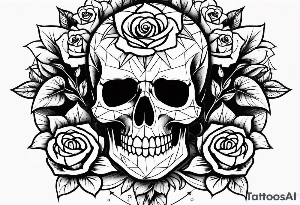 skull and roses tattoo idea