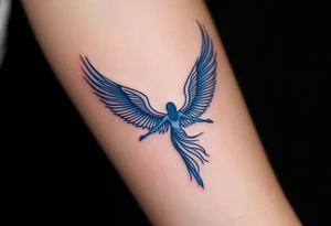 A sapphire-blue winged Isis, arms outstretched in divine motherhood. tattoo idea