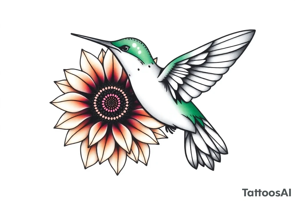 Hummingbird near a sunflower tattoo idea