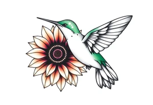 Hummingbird near a sunflower tattoo idea