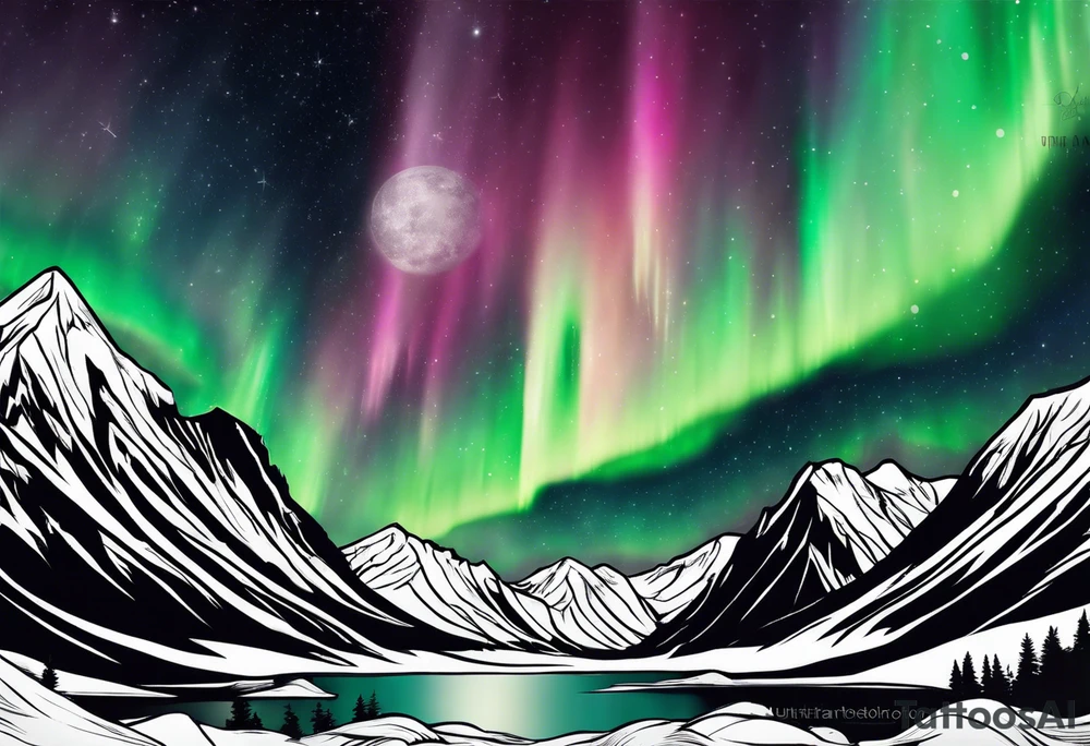 Northern lights with Pennywise tattoo idea
