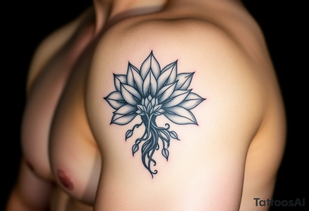 Lotus flower and tree of life tattoo idea