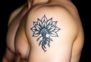 Lotus flower and tree of life tattoo idea