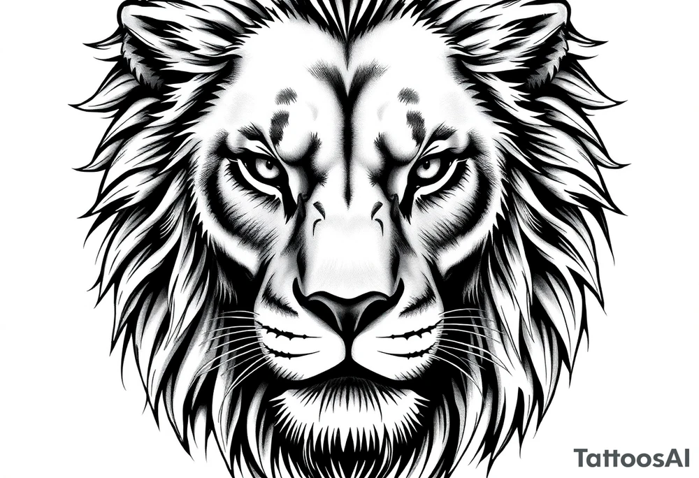 powerful majestic lion, close-up tattoo idea