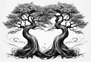Two seperate trees twisting together tattoo idea